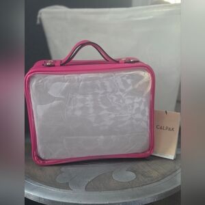NWT CALPAK Pink And Clear Cosmetic Case